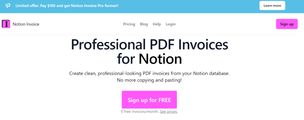 12.請求書を発行できる「Notion Invoice」